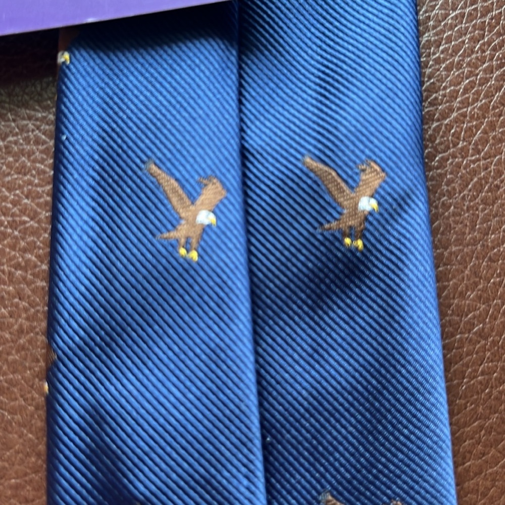 Auscuffkinks Australia Mens Skinny Eagle Woven Tie Blue Novelty NWT - Picture 7 of 10